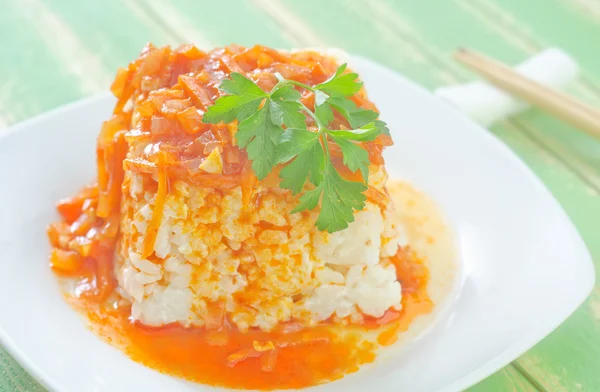 Rice with sauce — Stock Photo, Image