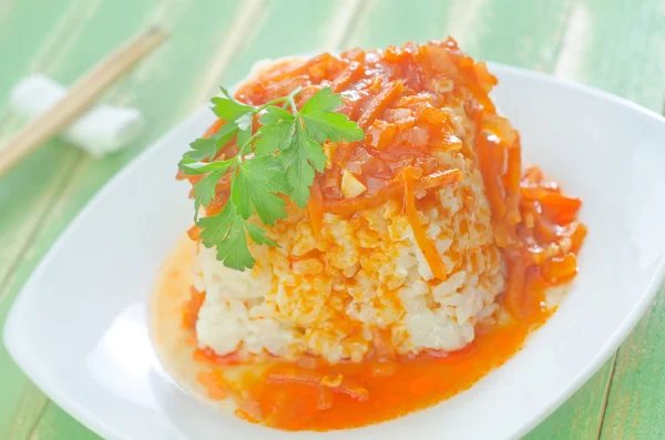 Rice with sauce — Stock Photo, Image
