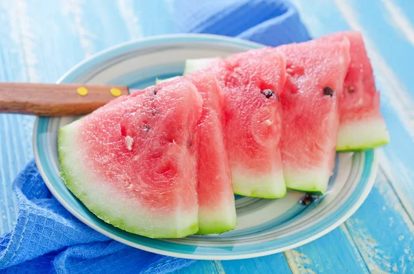 Watermelon on a plate — Stock Photo, Image
