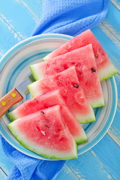 Watermelon on a plate — Stock Photo, Image