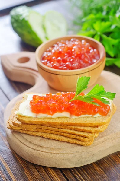 Toasts with red caviar — Stock Photo, Image