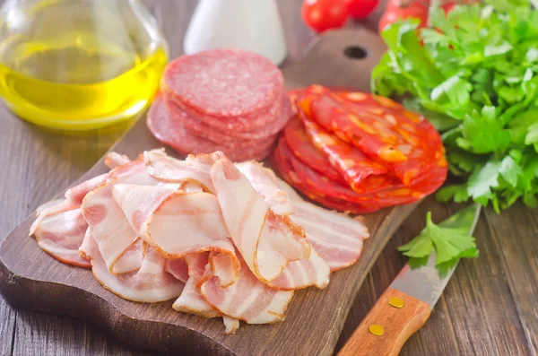 Bacon och salami — Stockfoto