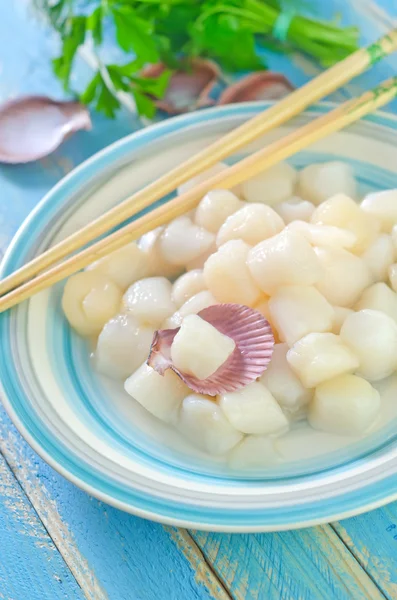 Scallop in a bowl — Stock Photo, Image