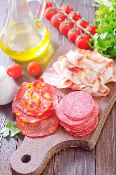 Salame e bacon — Fotografia de Stock