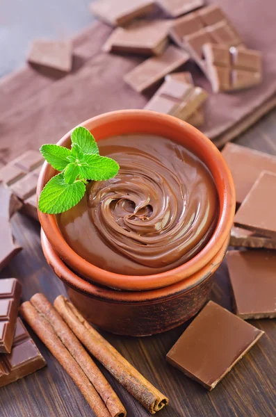 Chocolade in een kom — Stockfoto