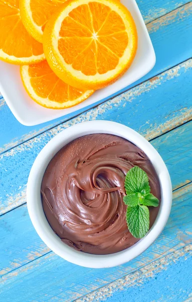 Chocolate and oranges — Stock Photo, Image