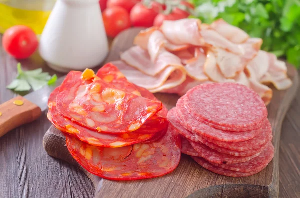 Salame e bacon — Fotografia de Stock