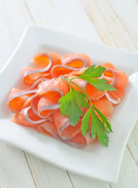 Salmon in a bowl — Stock Photo, Image
