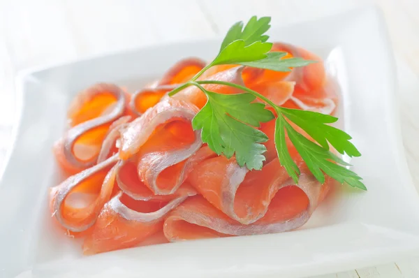 Salmon in a bowl — Stock Photo, Image