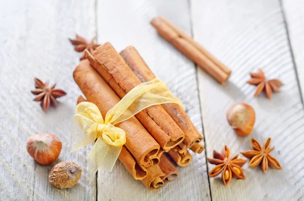 Cinnamon on a table — Stock Photo, Image
