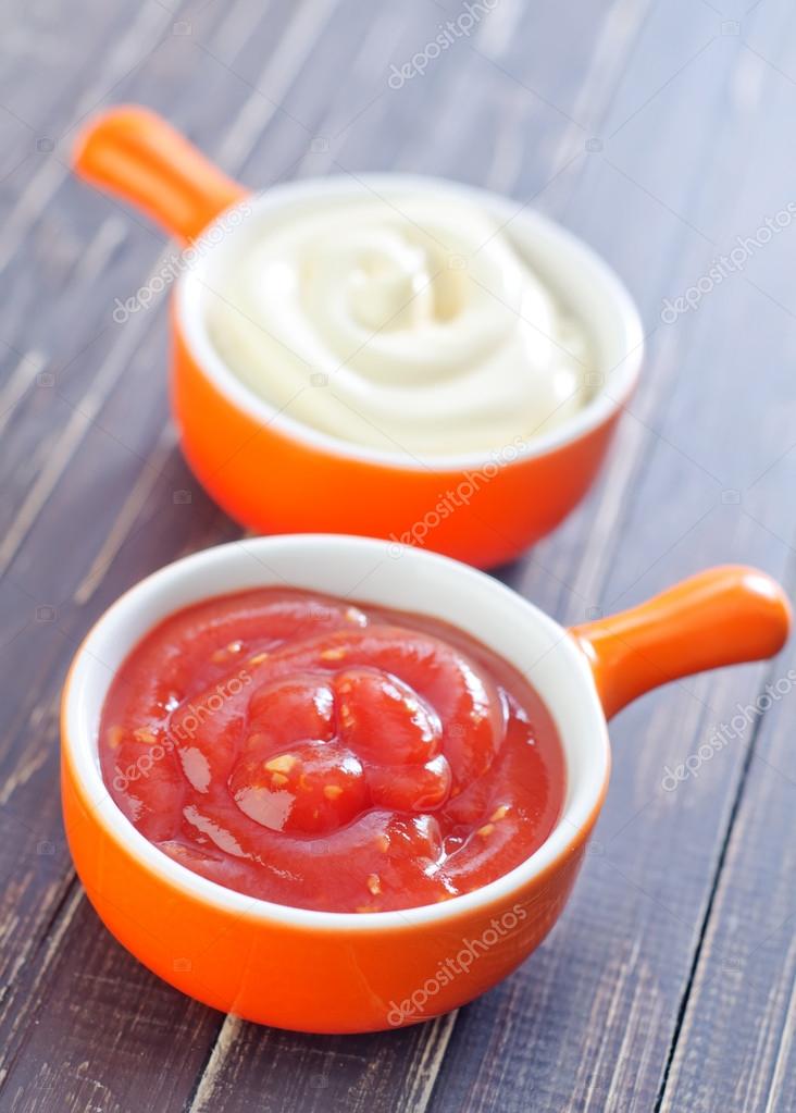 Sauces in bowls