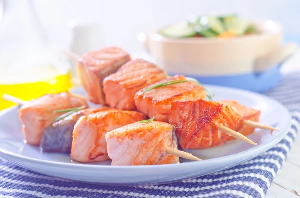 Salmon kebab — Stock Photo, Image