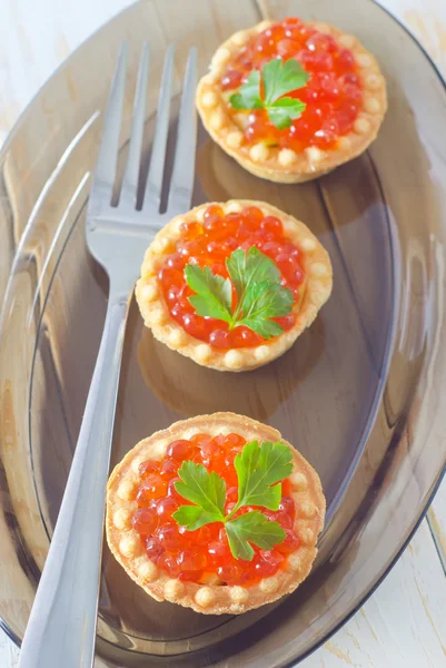 Tartalets with caviar — Stock Photo, Image