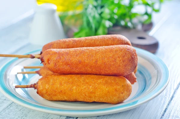 Corndogs on the plate — Stock Photo, Image