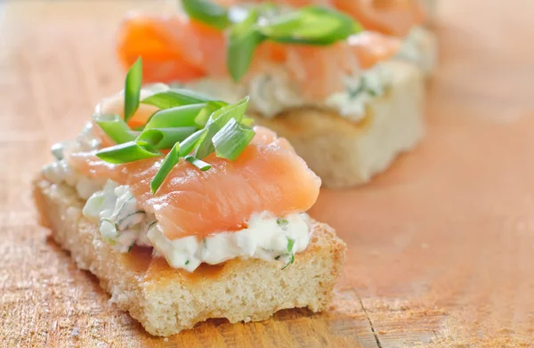 Canape with salmon — Stock Photo, Image