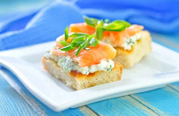 Canape with salmon — Stock Photo, Image