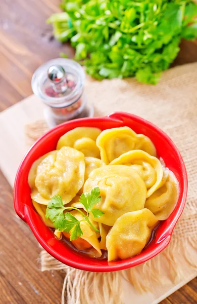 Pelmeni in a bowl — Stock Photo, Image