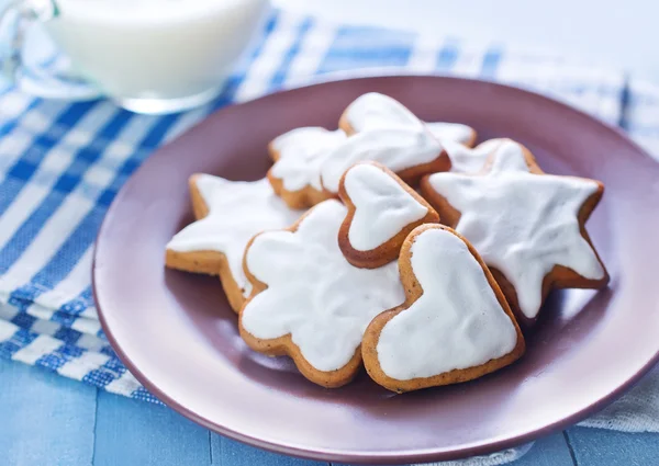 Soubory cookie s mlékem — Stock fotografie