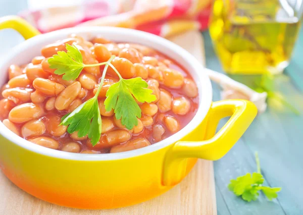 Frijoles con salsa de tomate — Foto de Stock