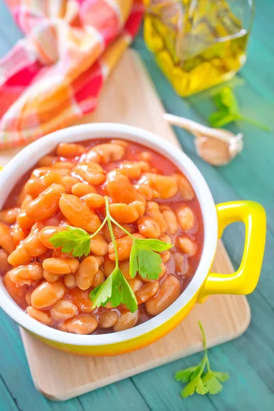 Bonen met tomatensaus — Stockfoto