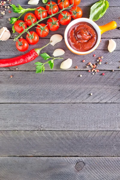 Tomatensauce und Gewürz — Stockfoto