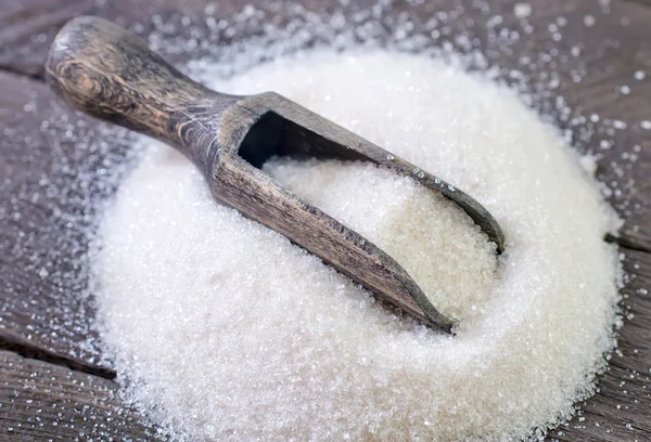 Açúcar e colher — Fotografia de Stock
