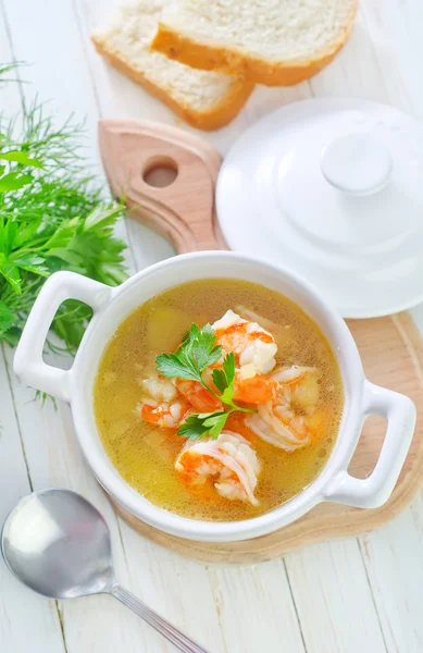 Sopa con camarones — Foto de Stock