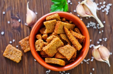 Croutons with salt and garlic clipart