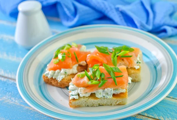 Canape with salmon — Stock Photo, Image