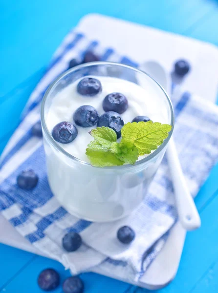 Yogurt con mirtilli — Foto Stock