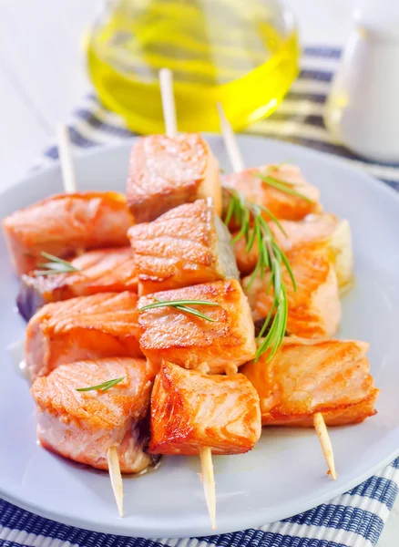 Salmon kebab — Stock Photo, Image