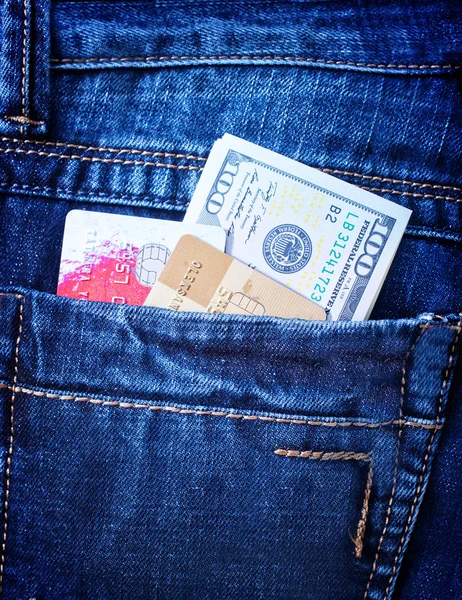 Jeans and money — Stock Photo, Image