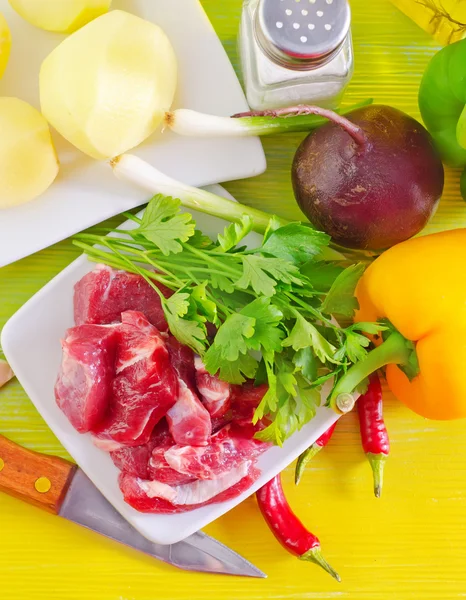 Carne e produtos hortícolas — Fotografia de Stock