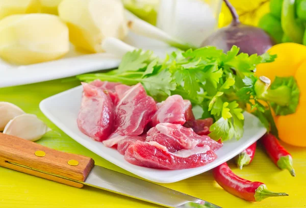 Hús és zöldség — Stock Fotó