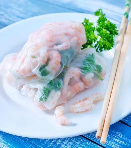 Rolls with shrimps — Stock Photo, Image