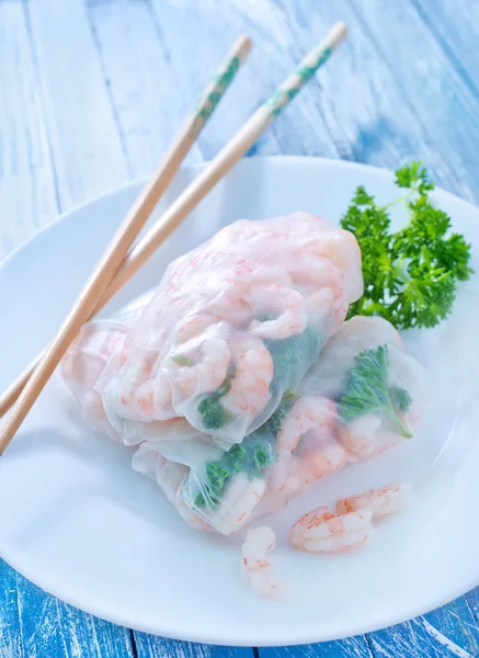 Rolls with shrimps — Stock Photo, Image