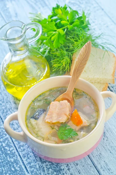 Salmon soup — Stock Photo, Image