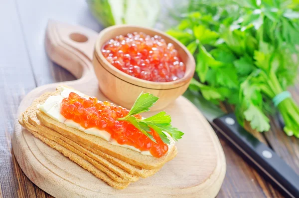 Caviar em pão — Fotografia de Stock