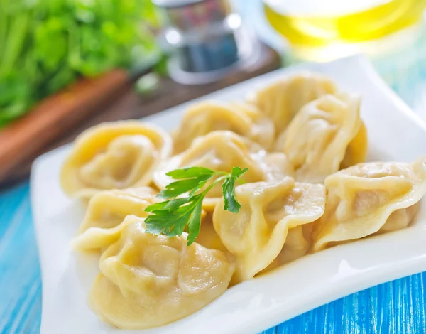 Pelmeni on plate — Stock Photo, Image