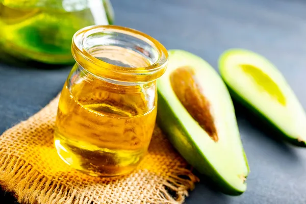 Fresh Avokado Green Avocado Oil Bottle — Stock Photo, Image