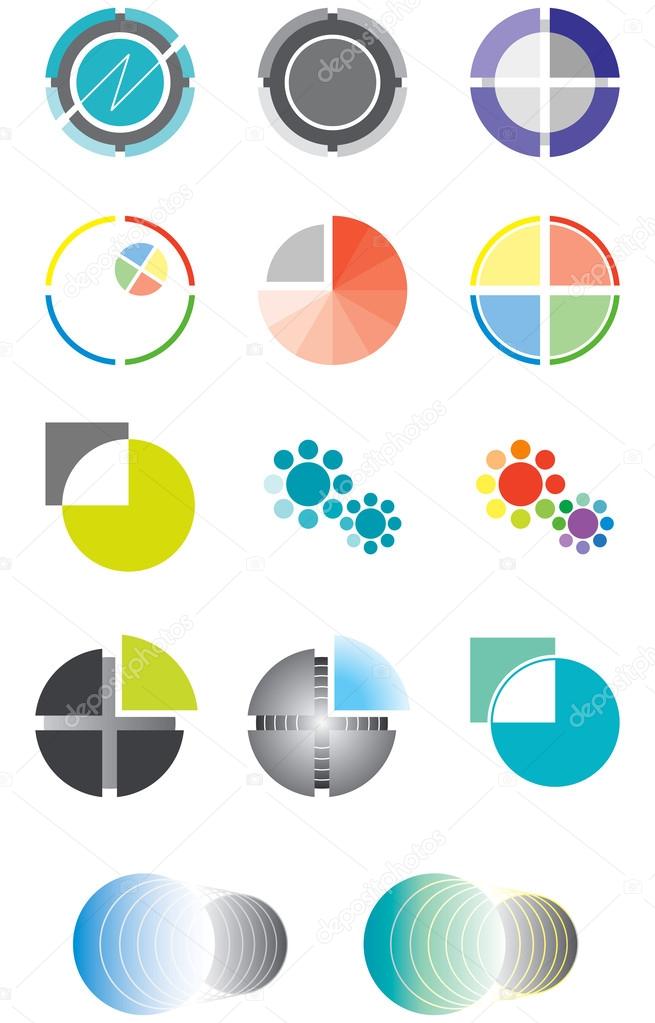 Set of logos on the basis of a circle