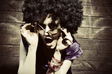 moda sanat fotoğrafı. güzel genç kız. Retro tarz fotoğraf