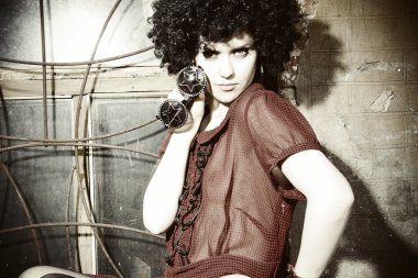 moda sanat fotoğrafı. güzel genç kız. Retro tarz fotoğraf