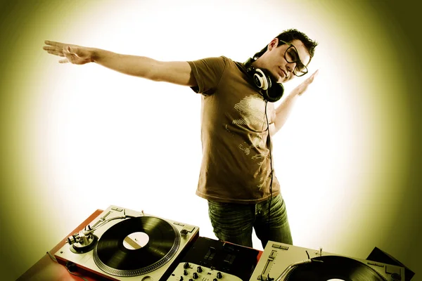 Dj playing disco house progressive electro music — Stock Photo, Image