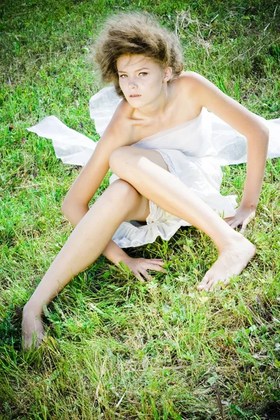 Hermosa mujer en el campo de hadas Imagen de archivo