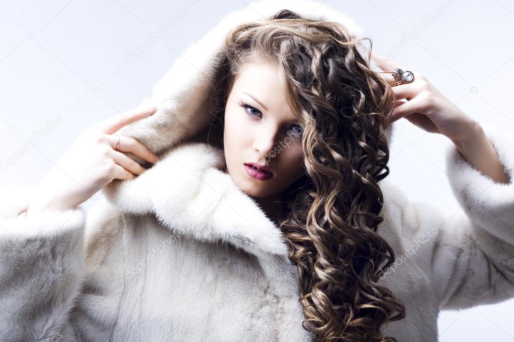 beautiful lady in fur coat