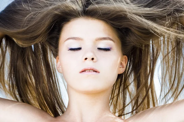 Beautiful girl with luxuriant hair ⬇ Stock Photo, Image by © dpaint
