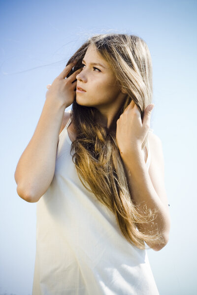 Beautiful girl with luxuriant hair