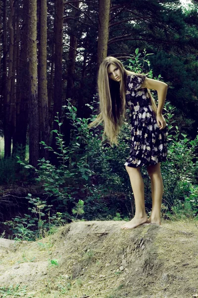 Красива дівчина в дикому лісі — стокове фото