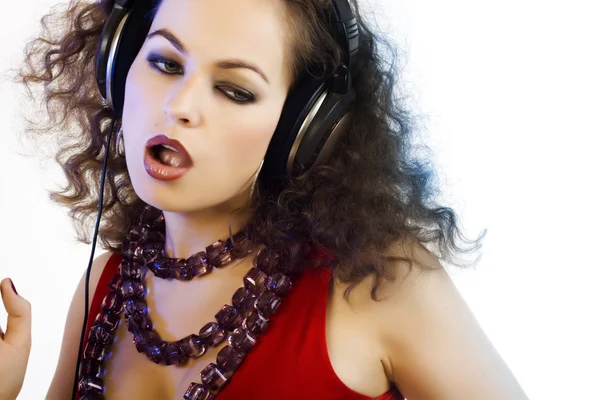 Chica DJ en auriculares —  Fotos de Stock